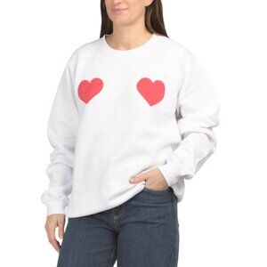 PACIFIC & CO White Multi Hearts Crew Neck Sweatshirt